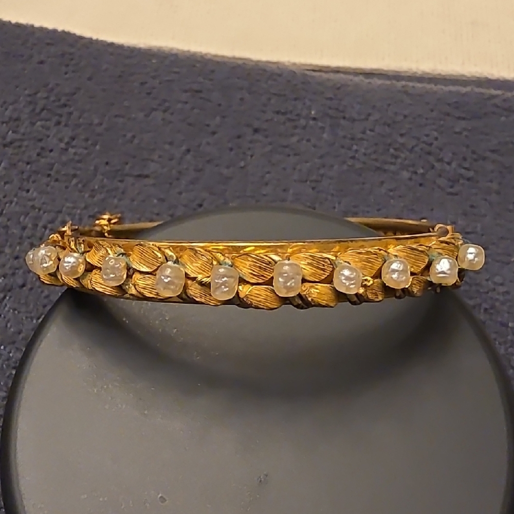 Miriam Haskell Gold Bracelet with White Accents